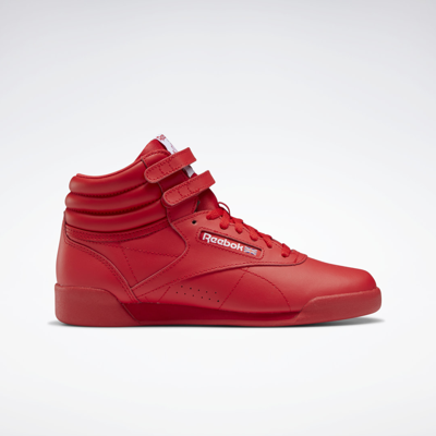 Shop Reebok Unisex Freestyle Hi Shoes In Vector Red/vector Red/ftwr White