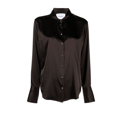 Shop Frame Long Sleeve Silk Shirt - Women's - Spandex/elastane/silk In Brown