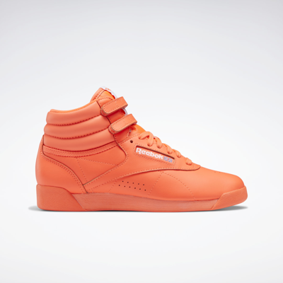 Shop Reebok Women's Freestyle Hi Shoes In Orange Flare/orange Flare/ftwr White