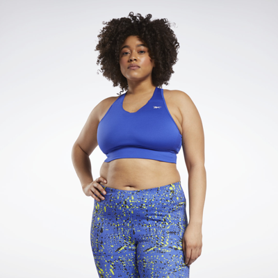 Shop Reebok Women's Running Essentials Sports Bra (plus Size) In Bright Cobalt