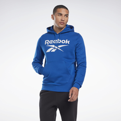 Shop Reebok Men's Identity Fleece Hoodie In Vector Blue