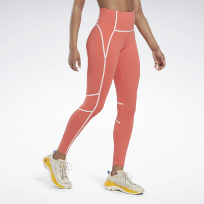 Reebok Lux High-waisted Colorblock Tights In Semi Orange Flare | ModeSens