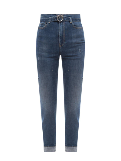 Shop Pinko Distressed Belted Skinny Jeans In Blu-zaffiro Stella