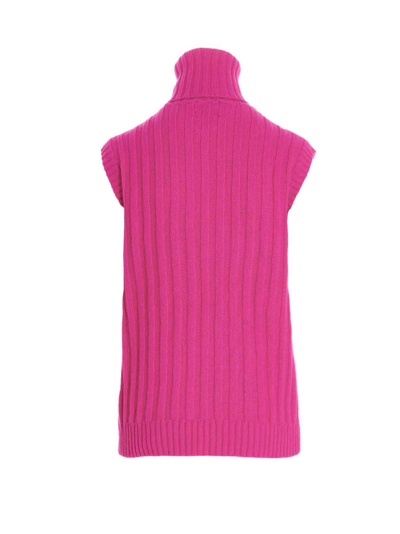 Shop Jejia High Neck Ribbed Vest In Fuchsia
