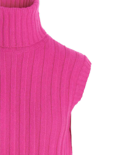 Shop Jejia High Neck Ribbed Vest In Fuchsia