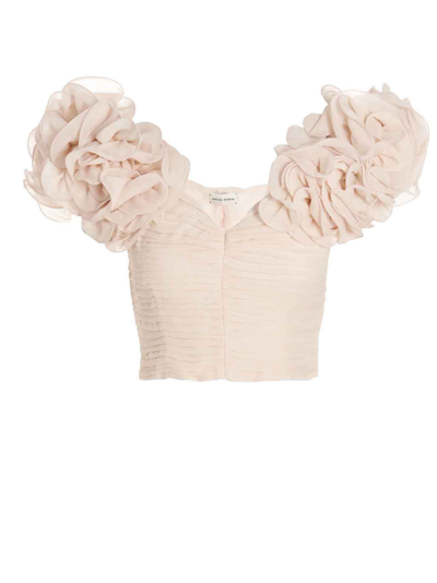 Shop Magda Butrym Flower Silk Top In Pink