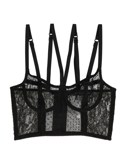 Shop Dolce & Gabbana Lace Corset Bra In Black