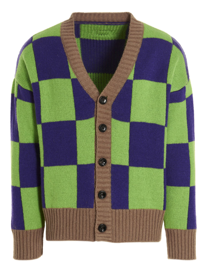 Shop Lc23 Checkerboard Cardigan In Multicolor