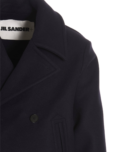 Shop Jil Sander Double-breasted Wool Coat In Blue