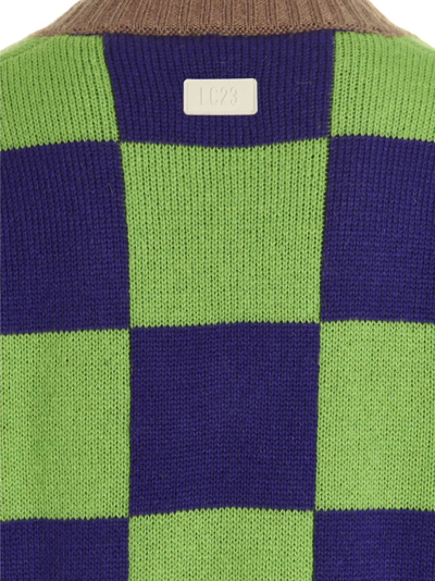 Shop Lc23 Checkerboard Cardigan In Multicolor