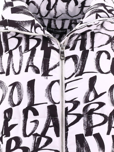 Shop Dolce & Gabbana Graffiti Logo-printed Zipped Down Jacket In Nero F.bco Nat