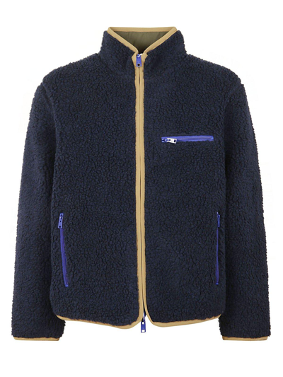 Shop Woolrich Long-sleeved Reversible Curly Jacket In Melton Blue