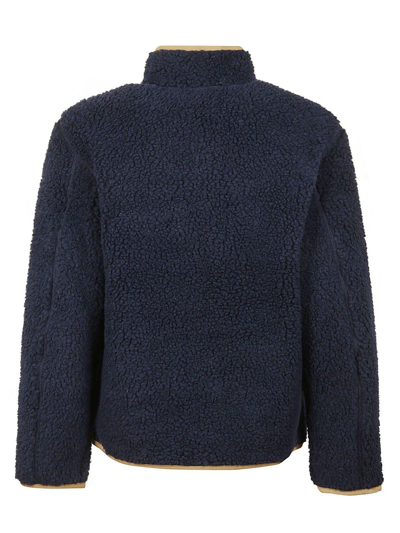Shop Woolrich Long-sleeved Reversible Curly Jacket In Melton Blue
