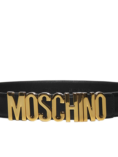 Shop Moschino Logo Plaque Belt In 0555