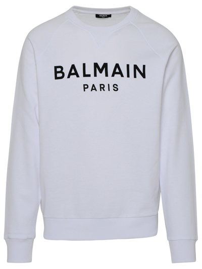 Shop Balmain Logo Printed Crewneck Sweater