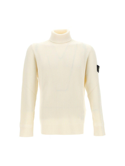 Stone Island Logo Patch Turtle Neck Jumper In Naturale | ModeSens