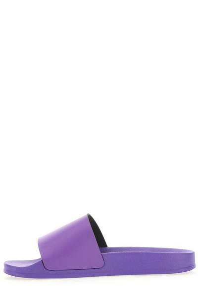 Shop Off-white Logo Printed Slip-on Sandals In Violet