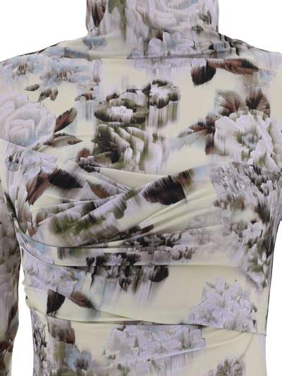 Shop Off-white Floral Printed High Neck Dress