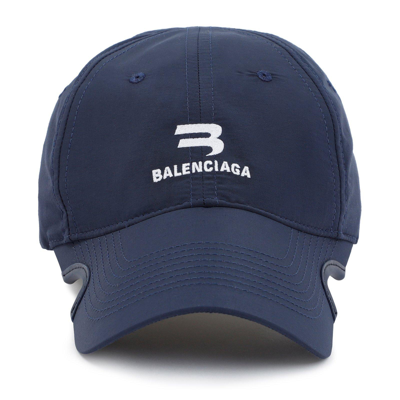 Shop Balenciaga Notch Tracksuit Baseball Cap In Blu