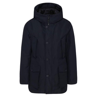 Shop Woolrich Hooded Buttoned Jacket
