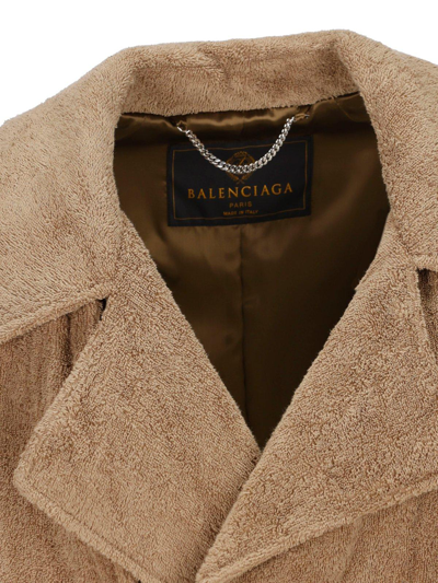 Shop Balenciaga Tie-waisted Midi Coat In Dune