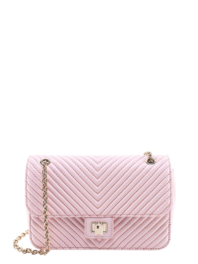 Shop Furla Quilted Foldover Chain-link Shoulder Bag In Pink