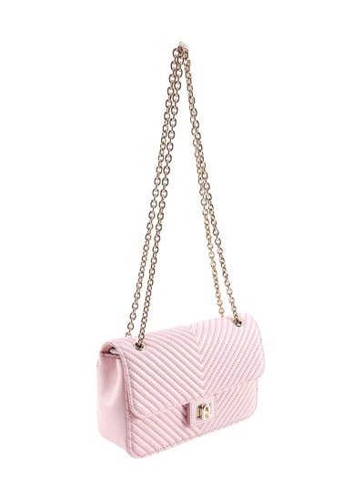 Shop Furla Quilted Foldover Chain-link Shoulder Bag In Pink