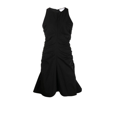 Shop Bottega Veneta Black Ruched Mini Dress