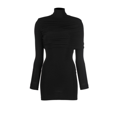 Shop Aleksandre Akhalkatsishvili Gathered Long Sleeve Mini Dress - Women's - Elastane/cotton In Black