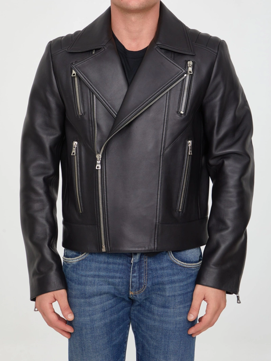 970 希少 BALMAIN レザージャケット キルティング カーキ 7号 S