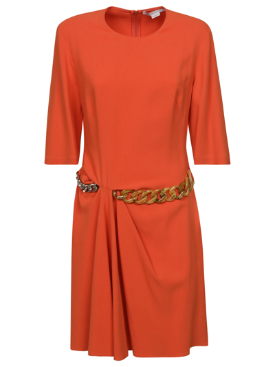 Shop Stella Mccartney Falabella Chain Dress In Orange