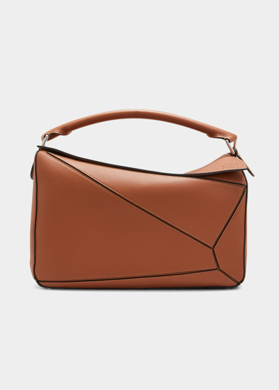 Shop Loewe Men's Puzzle Large Leather Shoulder Bag In Tan