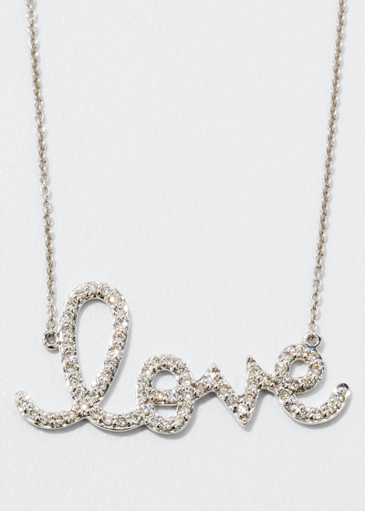 Shop Sydney Evan Large 14k Yellow Gold & Diamond Love Necklace In White Gold
