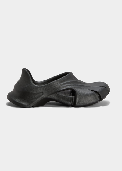 Shop Balenciaga Men's Mold Closed Rubber Slip-on Shoes In Noir