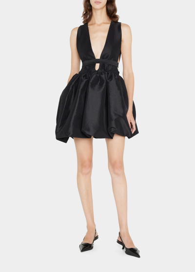 Shop Kika Vargas Bubble-hem Taffeta Mini Dress In Black