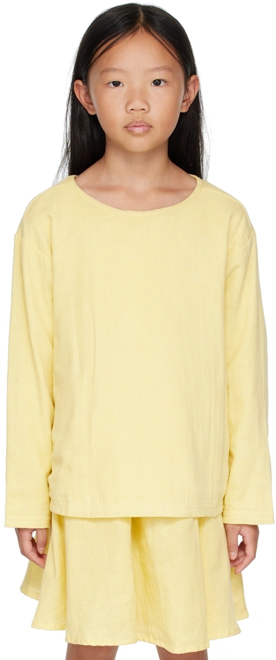 Coco Village Kids Yellow Organic Cotton Long Sleeve T-shirt In Colada