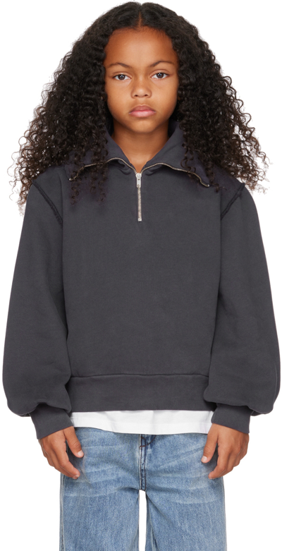 Shop Longlivethequeen Kids Gray Half-zip Sweatshirt In 628 Dark Shadow