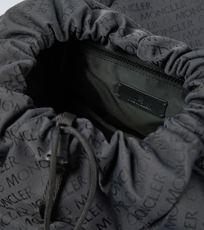 Shop Moncler Leather-trimmed Canvas Backpack In Black