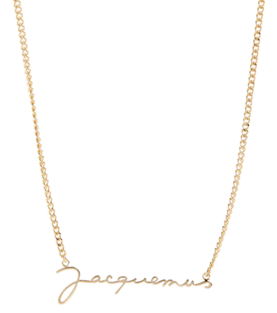 Shop Jacquemus Logo Necklace In Gold