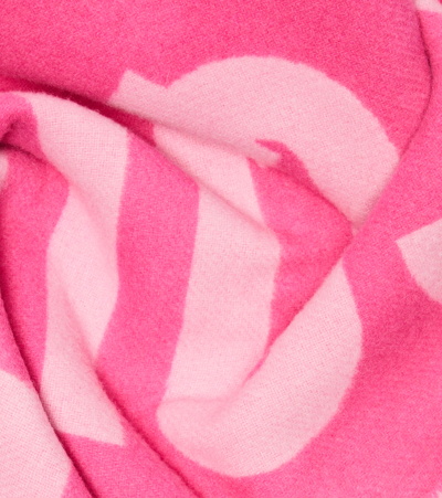Shop Jacquemus Logo Jacquard Wool Scarf In Multi-pink
