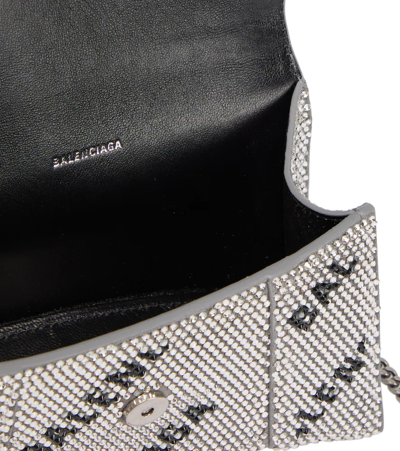 Shop Balenciaga Hourglass Xs Embellished Crossbody Bag In Silver/black