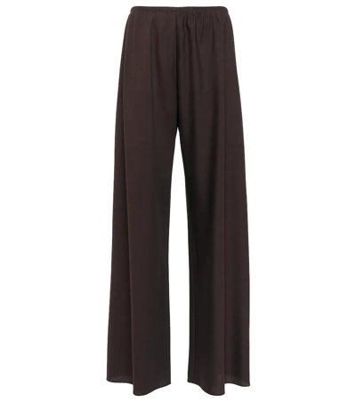 Gala Wool And Mohair-blend Wide-leg Pants In Brown