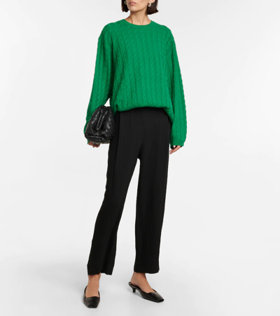 Shop Jardin Des Orangers Cable-knit Cashmere Sweater In Green