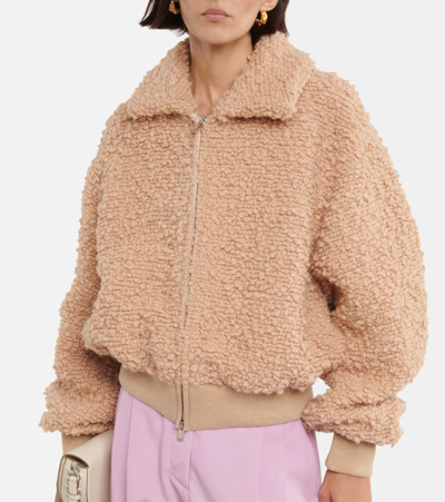 Shop Stella Mccartney Wool-blend Bomber Jacket In Blush