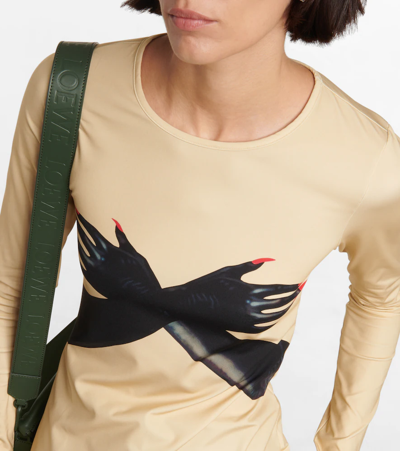 Shop Loewe Printed Top In Beige/black