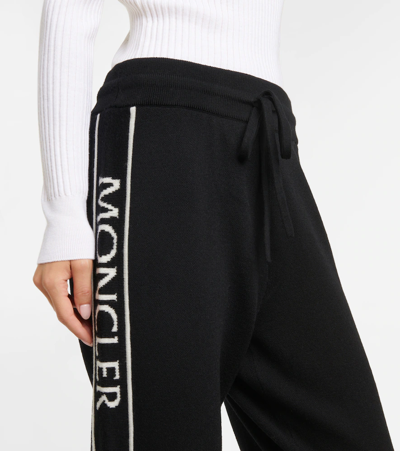 Shop Moncler Logo Wool Sweatpants In Black