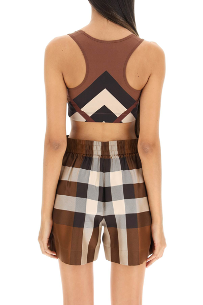 Shop Burberry Chevron Check Sporty Top In Brown