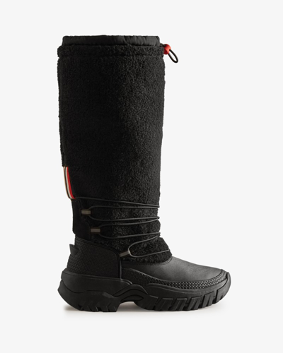 Shop Hunter Women's Wanderer Vegan Shearling Insulated Tall Snow Boots In Black