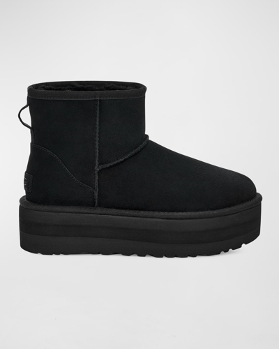 Shop Ugg Classic Mini Platform Suede Booties In Black