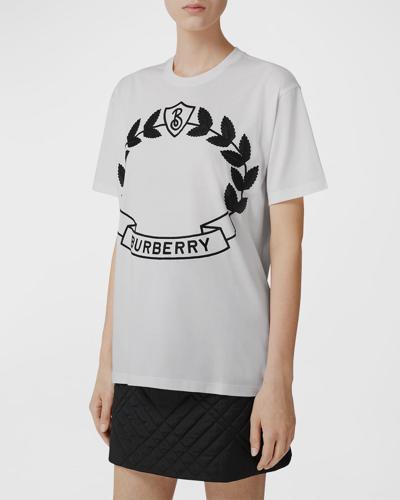 Shop Burberry Ekd Logo Embroidered T-shirt In White